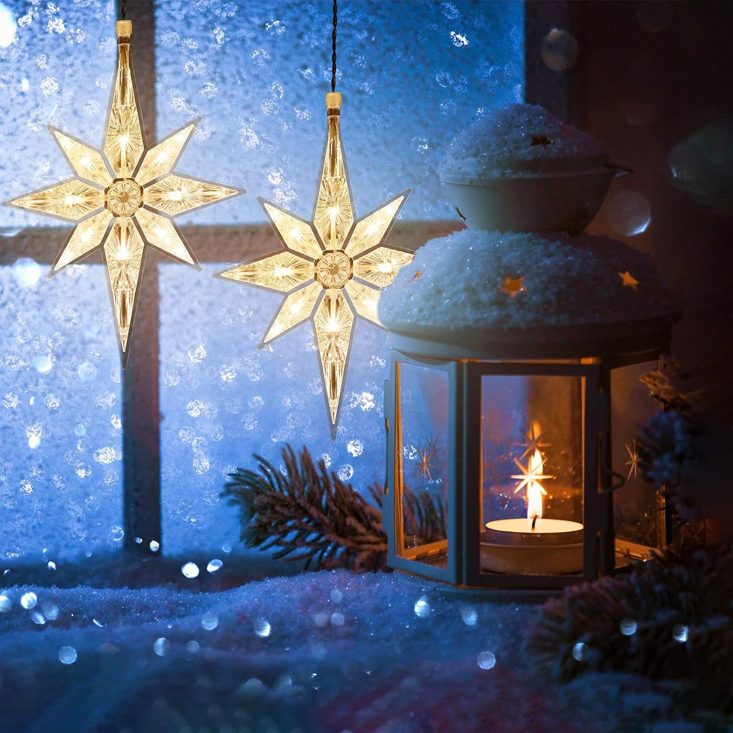 Mazyee Weihnachts-Fensterlichter Mit Saugnäpfen – Batteriebetrieben, LED, Für Innen Und Außen