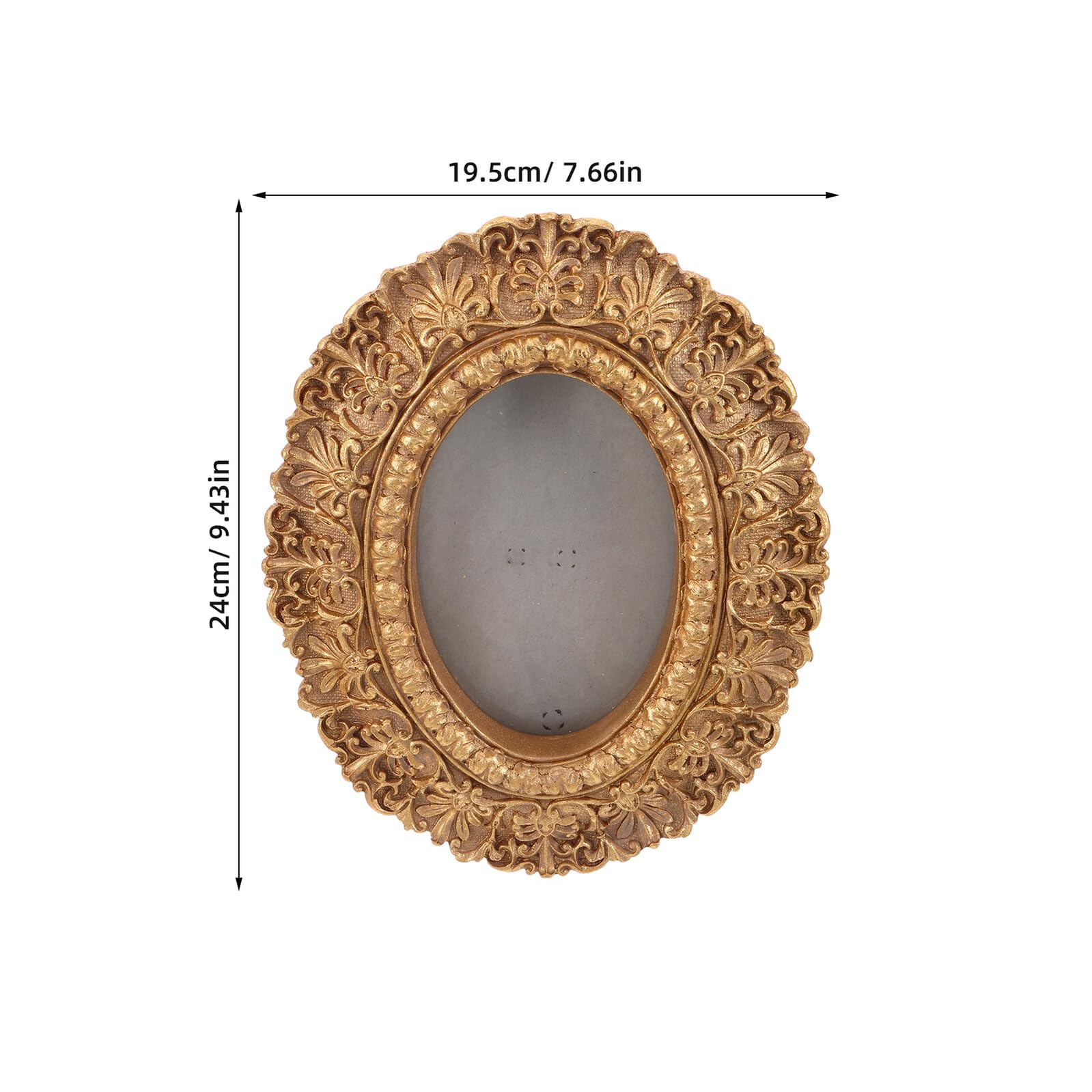 Marco de Fotos Ovalado Dorado Vintage de Resina para Pared | 24 X 20cm, Uso en Mesa y Colgado, Estilo Barroco Antiguo Europeo para Fotos de Boda y Entrada