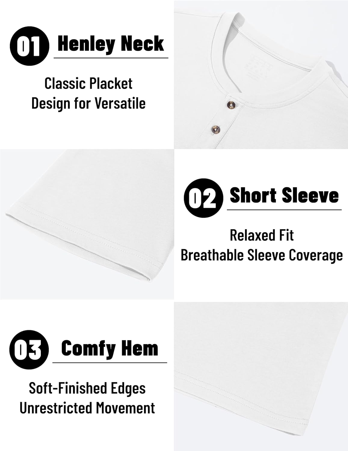 MAGNIVIT Mens Henley Shirts Short Sleeve Cotton Casual Summer Basic T-Shirts 3 Button Solid Collarless Shirts for Work - Image 6