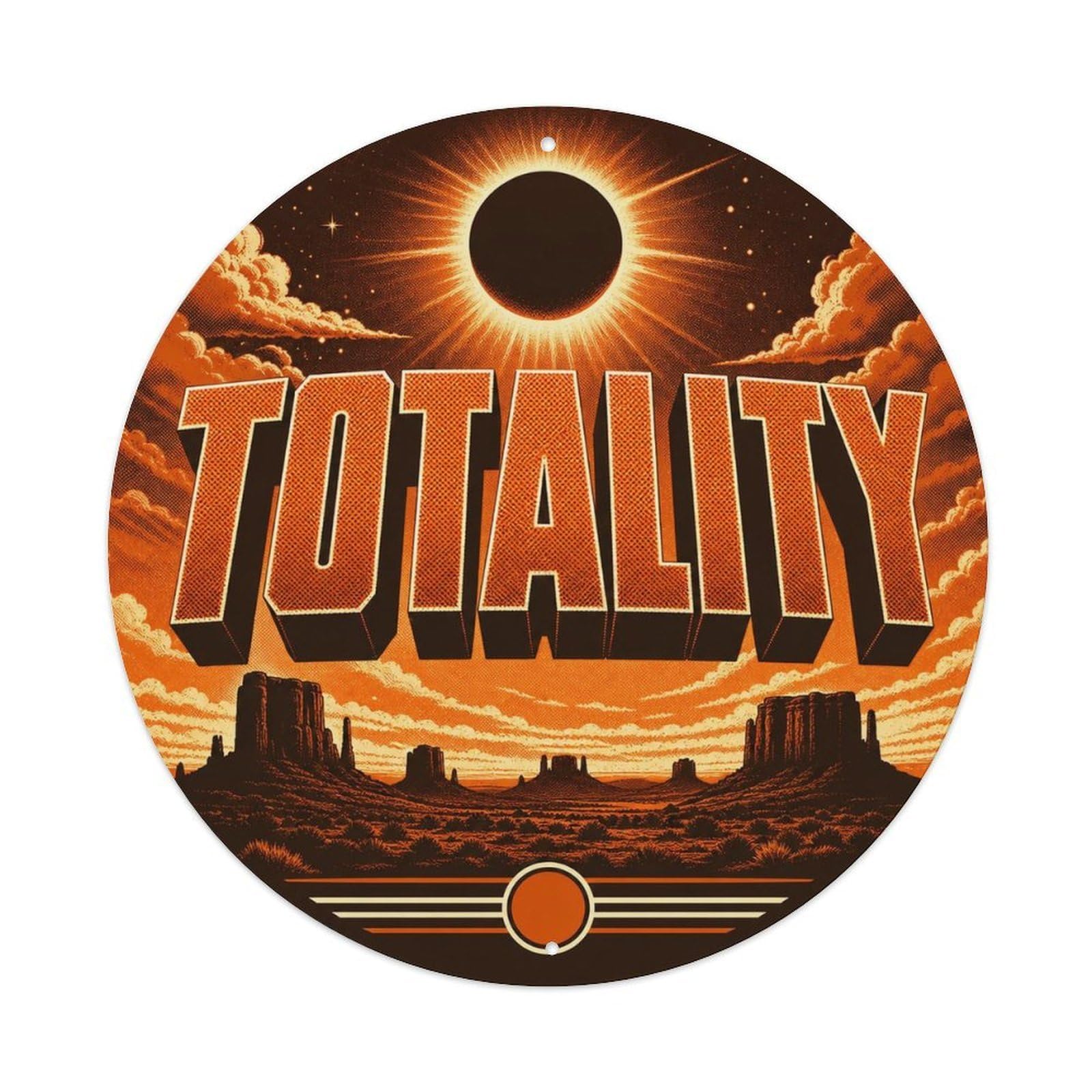Odgynaw 8X8inch(20X20cm) Deep Space Eclipse With Eclipse Landscape Cosmic Metal Tin Sign