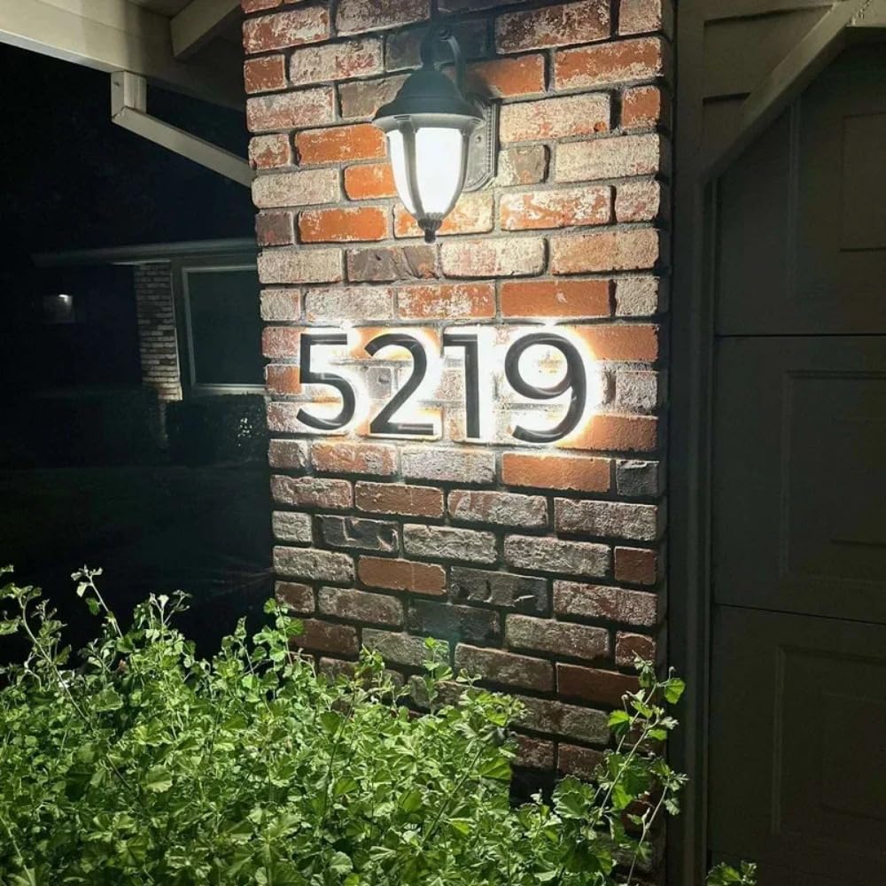 Numeri civici a LED personalizzati Targhetta con numeri civici in metallo con lettere LED in metallo per negozi e indirizzi (30 cm)