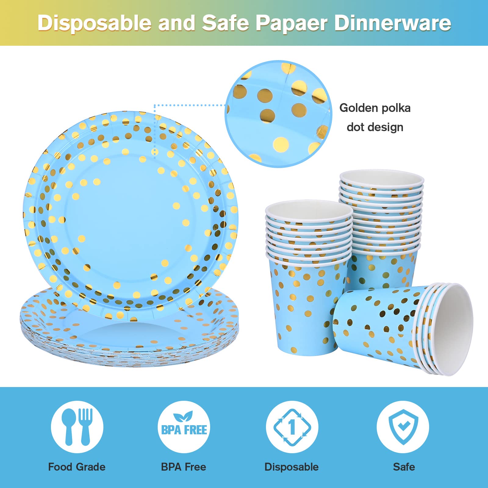 Kit Vaisselle Anniversaire Fille 125 Pièces - Assiettes, Tasses, Serviettes Rose à Pois - Pour 25 Invités