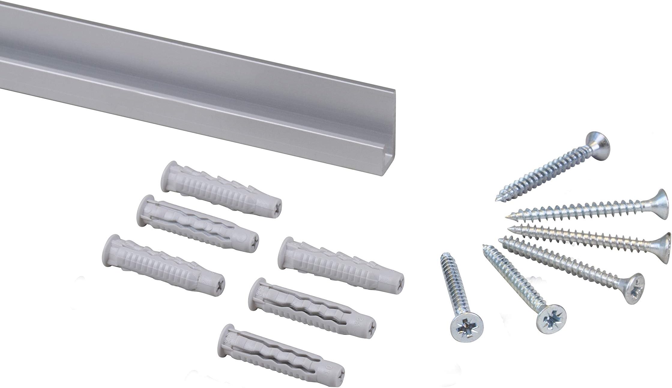 STAS j-Rail max Art Gallery Hanging System - Covers 4.92 ft of Wall Space - Art Display Rail for Museum & Gallery Picture Rail with Installation Hardware (Silver Rails)