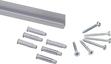 STAS j-Rail max Art Gallery Hanging System - Covers 4.92 ft of Wall Space - Art Display Rail for Museum & Gallery Picture Rail with Installation Hardware Silver Rails