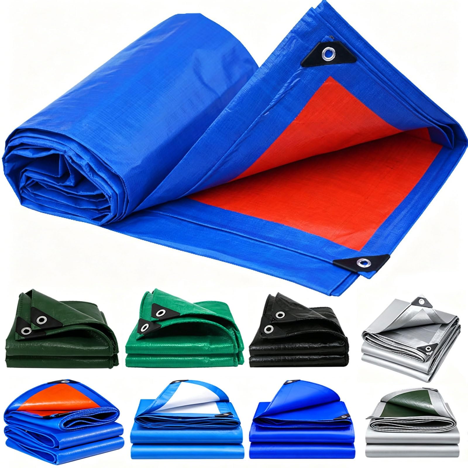 Tarpaulin Waterproof 430 x 680 cm Heavy Duty, Waterproof, UV Protection Pe Tarpaulin Sheet 120 G M², Reinforced Corners for Garden Furniture Camping, Blue