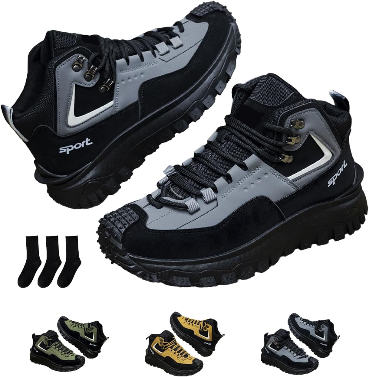 Men's Large-Size Hiking Shoes - Safety Work Orthopedic Hiking Boots - Lightweight Low Top Casual Shoes - for Walking & Hiking Breathable Comfortable
