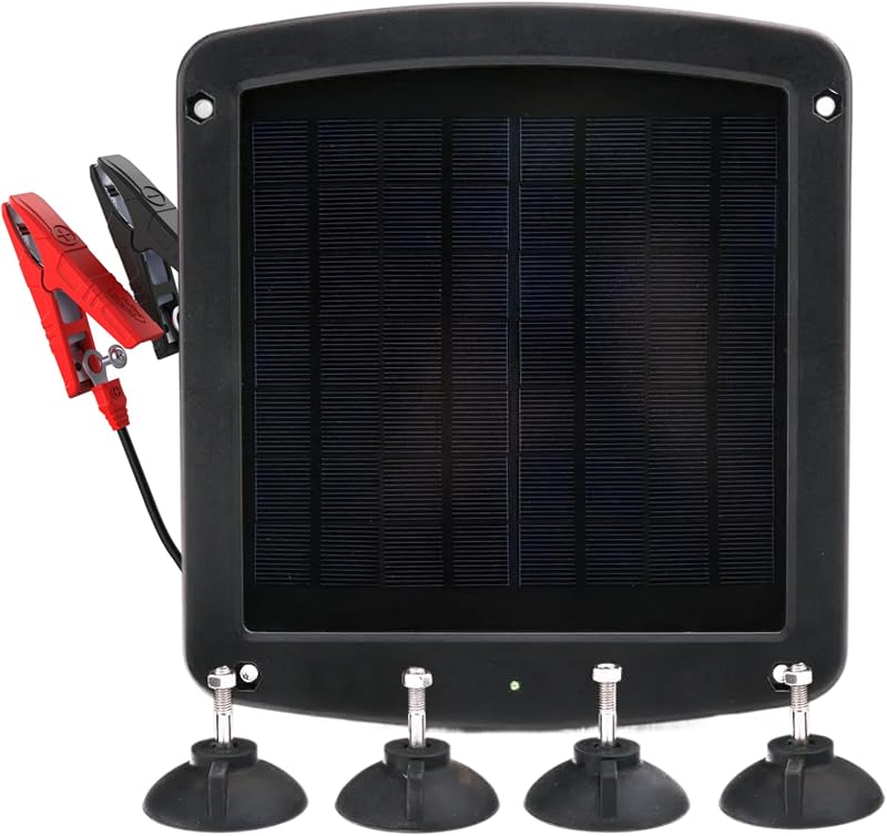 Battery Tender 5 Watt Solar Panel 12V Battery Charger with Charge Controller - IP67 Weatherproof - Windshield Mountable for Motorcycles, Cars, SUVs and Campers - 021-1171