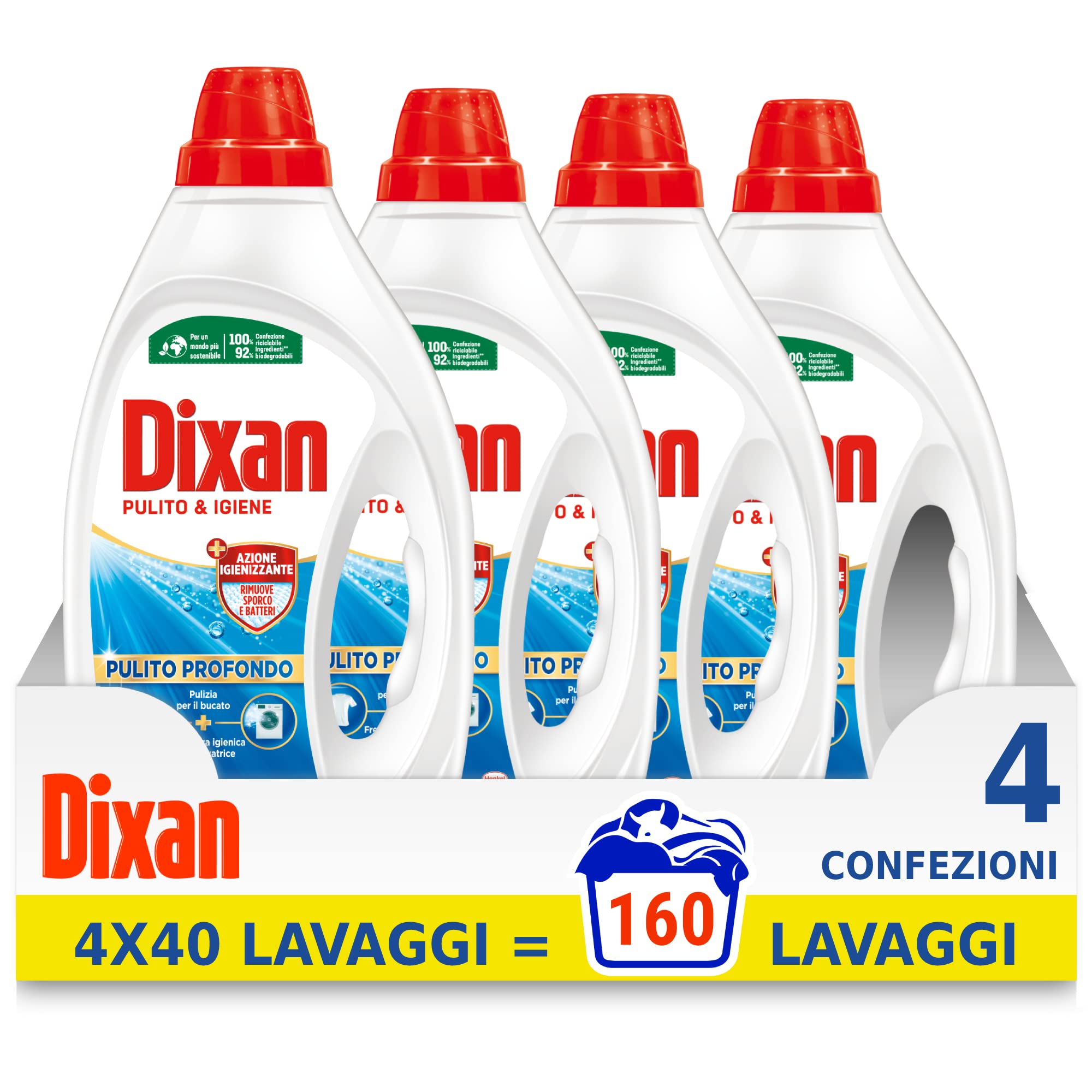 Dixan Detersivo Lavatrice Liquido Igiene, confezione da 160 lavaggi