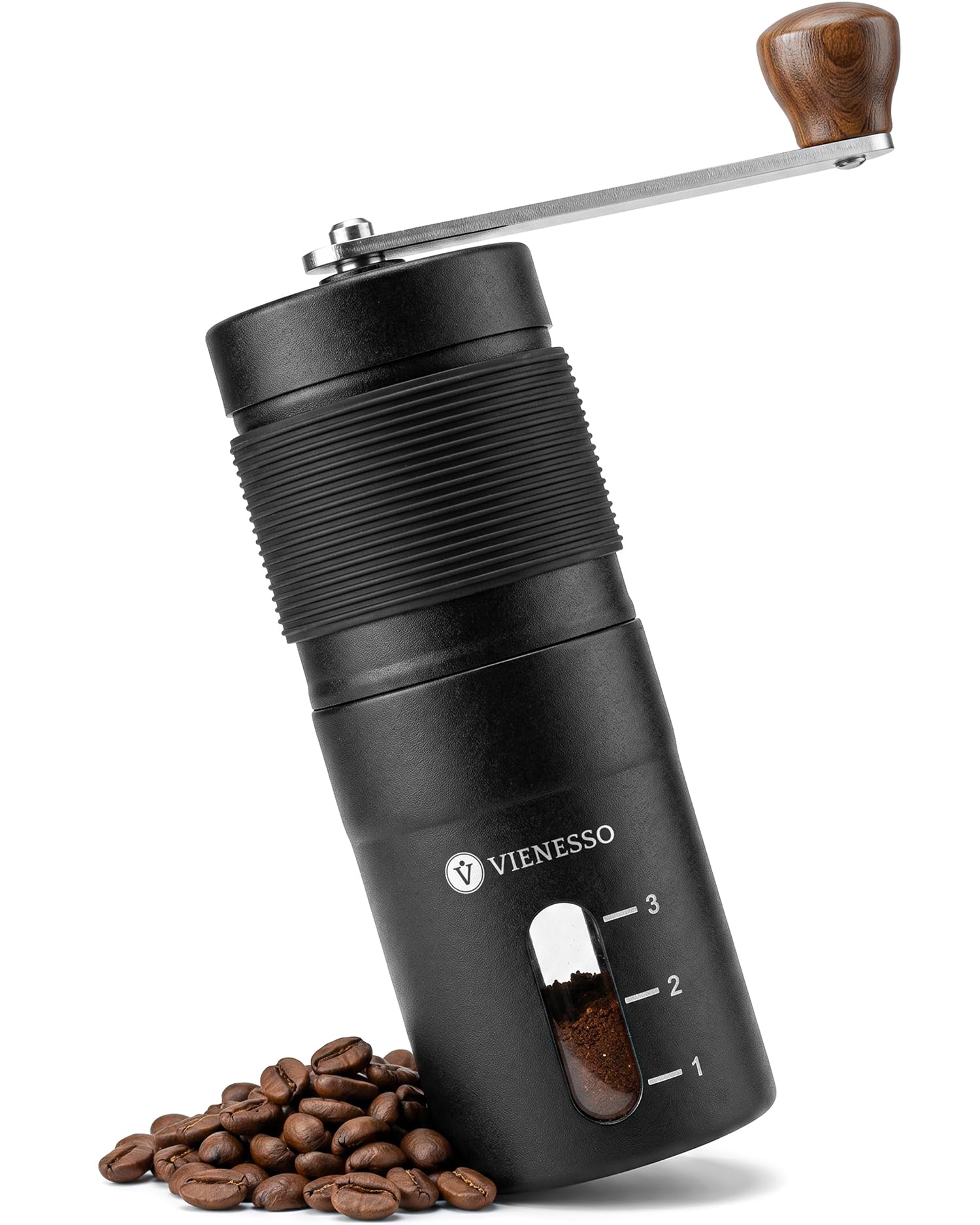 Molinillo de café manual con mecanismo de cerámica, compacto molinillo de café manual con ajuste de grado de molienda continuo, molinillo de café expreso manual con mango de madera para casa o de