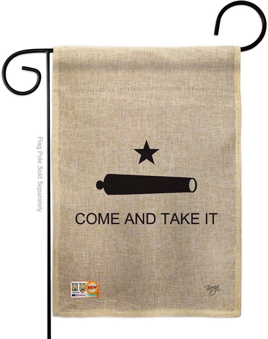 Come and Take It Canon Burlap Garden Flag Americana US Historic July Memorial Veteran Independence United State American Small Decorative Gift Yard House Banner Double-Sided Made In USA 13 X 18.5