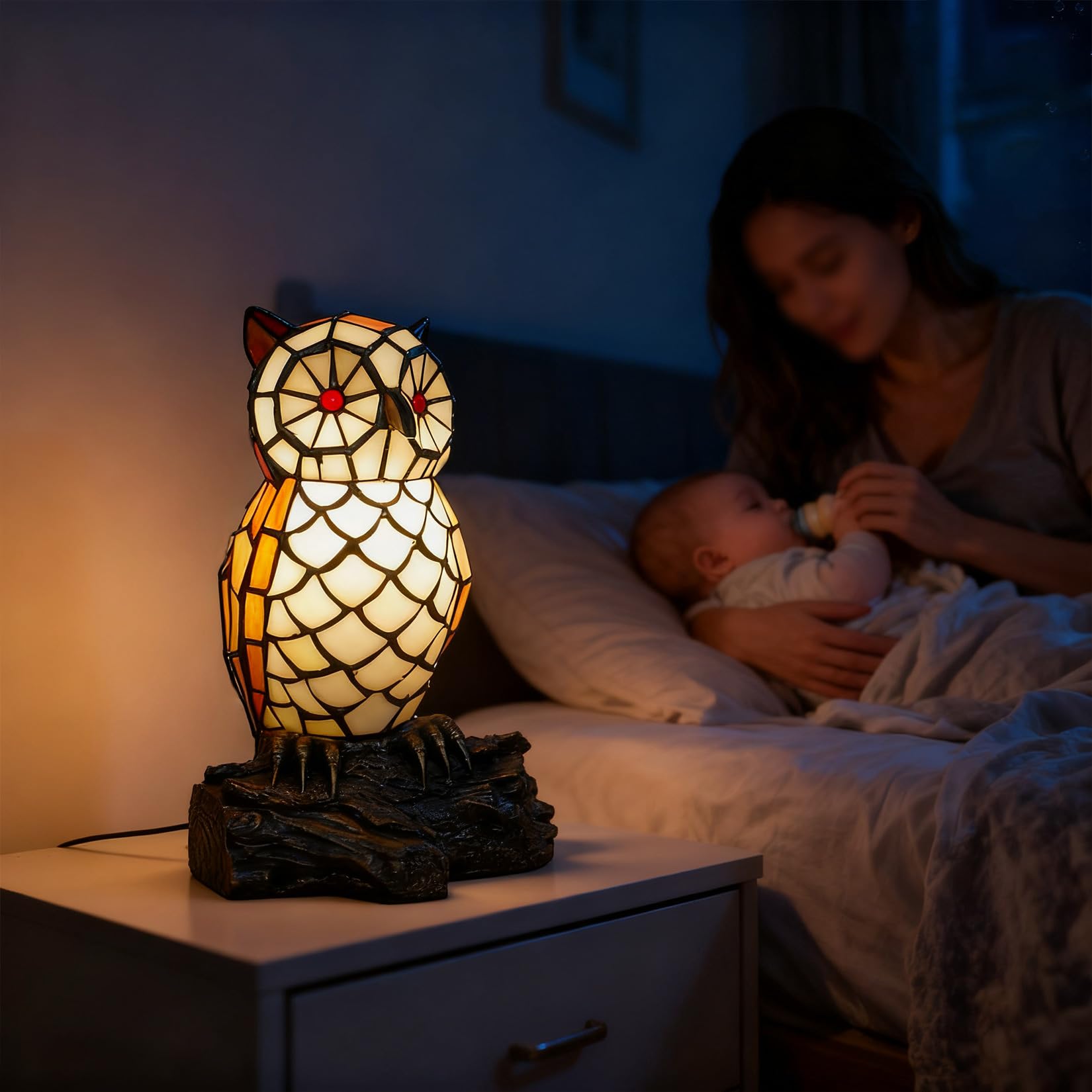 Lampe Chauve-Souris Mignonne en Verre Tiffany, Lampe de Table en Forme d'animal, Veilleuse, Lampe d'Accent de 10 Pouces pour Maison, Chambre d'enfant, Bureau, Décoration, Cadeau
