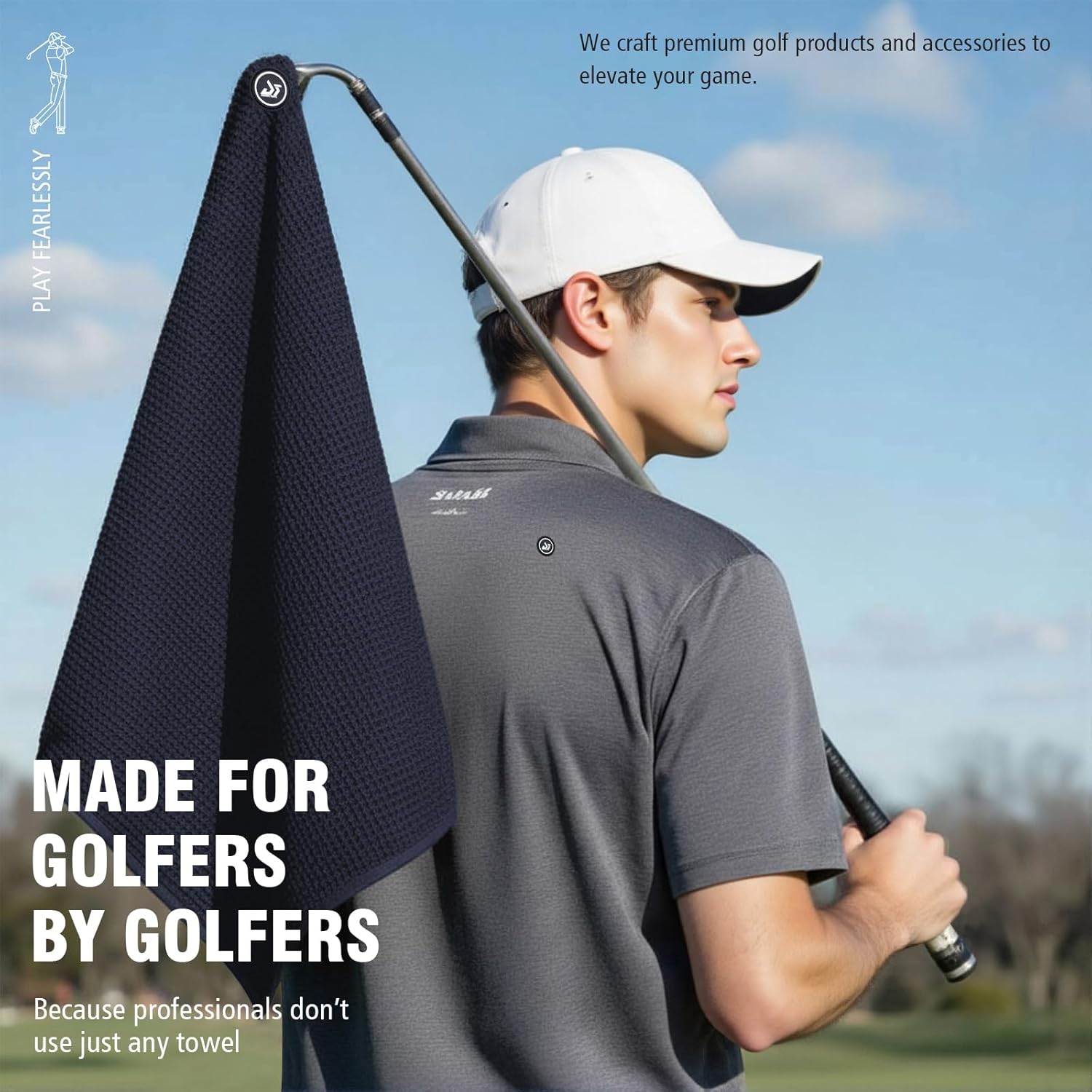 Dragon tiger Magnetic Golf Towel – 23.6"x15.7" Microfiber Waffle Weave with Magnet & Carabiner, Ultra Absorbent for Clubs, Bags & Carts, (Red) - Image 4