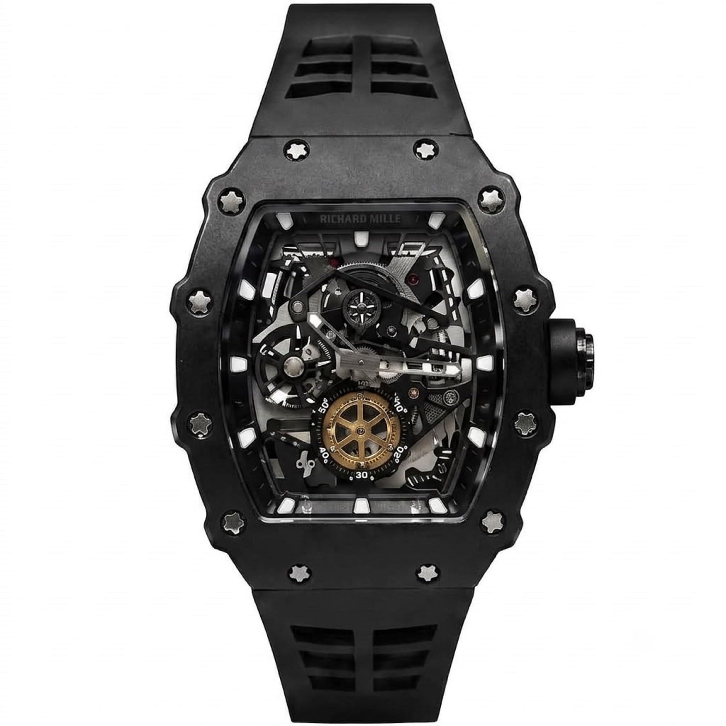 Premium Men's Designer Skeleton Analog Watch with Silicone Strap | Luxury Tonneau Dial Quartz Wrist Watch for Men & Boys | Fashion Sports Casual Party Office Wear | Black-picture-15