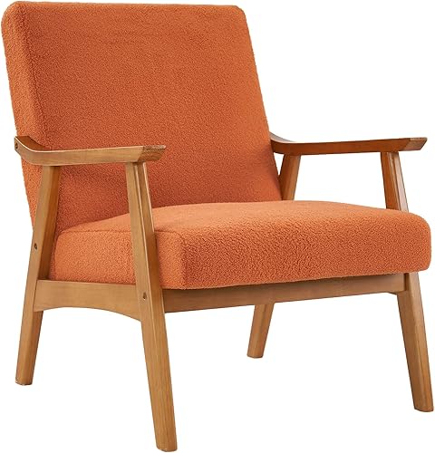 Sillón moderno de mediados de siglo sillón de interior con respaldo y cojín de asiento silla decorativa de lectura de vellón de peluche con