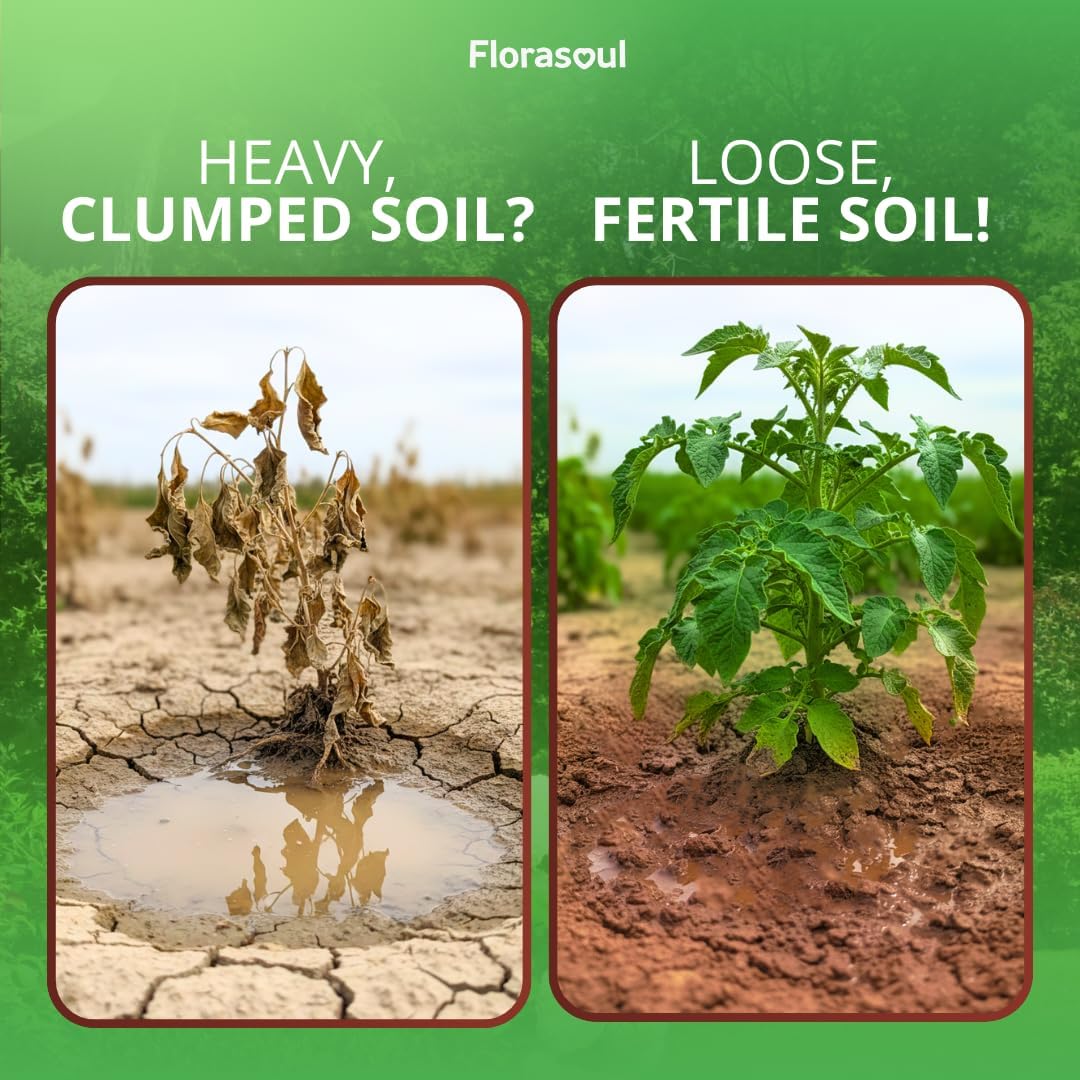 Florasoul® Clay Breaker Soil Amendment (6.6 lbs) – Revitalize Heavy Clay & Compacted Soil – Plant-Based & Vegan Formula – Enhances Drainage & Aeration – for Gardens, Lawns & Flower Beds