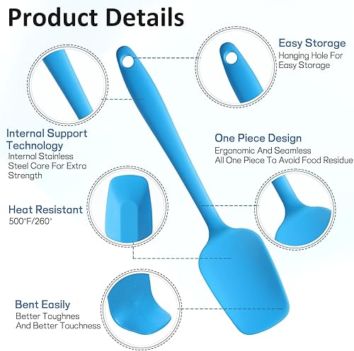 Miniatura 4 de 4 espátulas de silicona, juego de espátulas de cuchara de goma, utensilios de cocina de goma resistentes al calor, diseño de una sola pieza, cuchara
