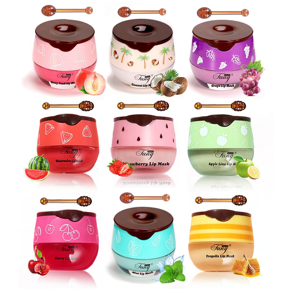 Fruit Lip Masks Set with Honey & Vitamin E, Moisturizing In a single day Trea…