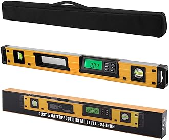 24-Inch Digital Torpedo Level and Protractor | Neodymium Magnets | Bright LCD Display | IP54 Dust/Water Resistant smart level with Carrying Bag