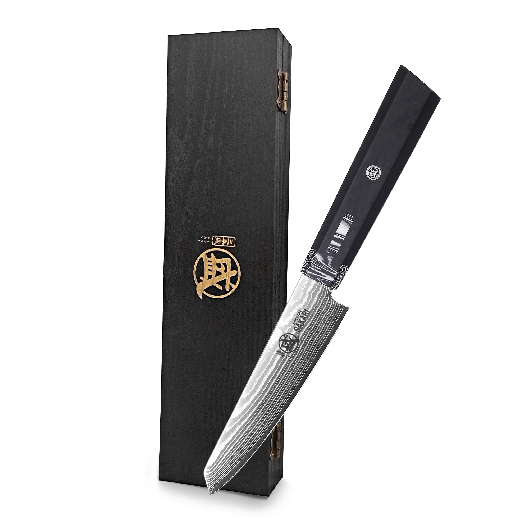 MITSUMOTO SAKARI 11 cm SG-PRO Schälmesser, Obstmesser im Japanischen Stil | Professionelles Damaszener Kochmesser, Schälmesser für Gemüse und Obst in der Küche, Ergonomischer G10-Griff