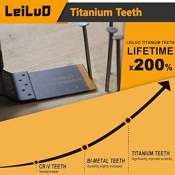 LEILUO 10Pcs Titanium Multitool Blades, Multitool Saw Blade Set Bag | Titanium Coated Teeth, Wood Metal Nails Cutting, Multi Tool Accessories, Compatible with DeWalt, Milwaukee & More