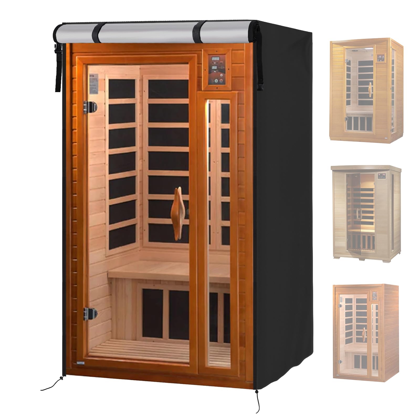 Safipotts 420D Outdoor 2-Person Sauna Cover,59" Lx54''Wx75''H,Black