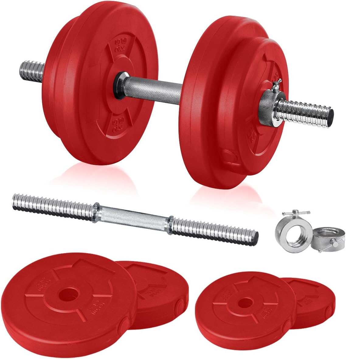 FIELDOOR ダンベル 10kg×2(20kg)/15kg×2(30kg)/20kg×2(40kg) ハードロックカラー ゆるまないカラー標準装備 ポリエチレン製 標準シャフト