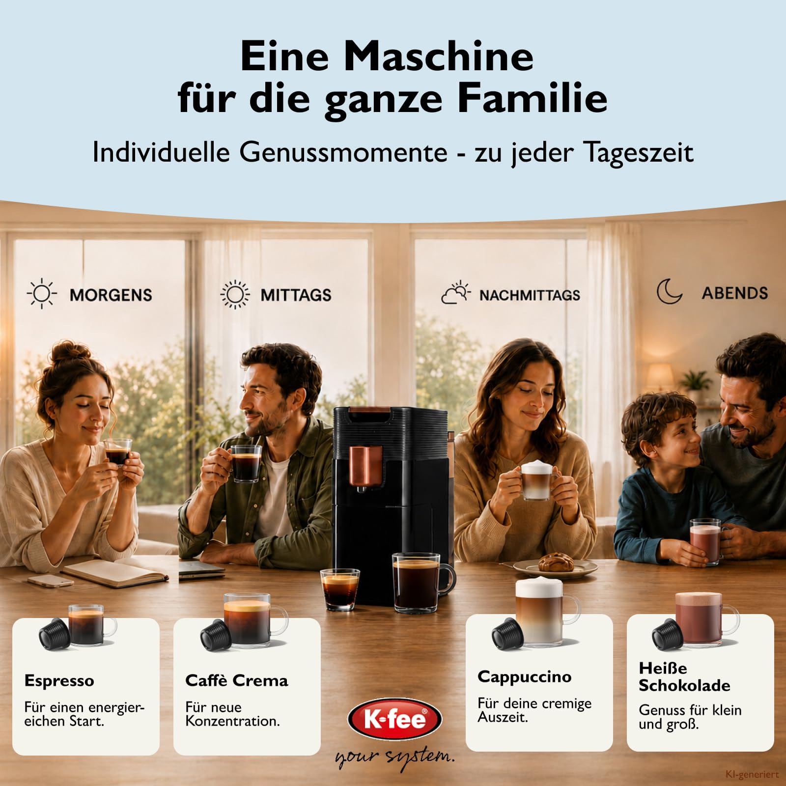K-fee ONE Máquina de cápsulas para café, té y cacao, cafetera compacta, calentamiento rápido, depósito de agua de 0,8 L, 19 bar, cobre negro, ganador de la prueba Stiftung Warentest 2023 | ALDI EXPRESSI compatible | Ganador de la prueba Stiftung Warentest