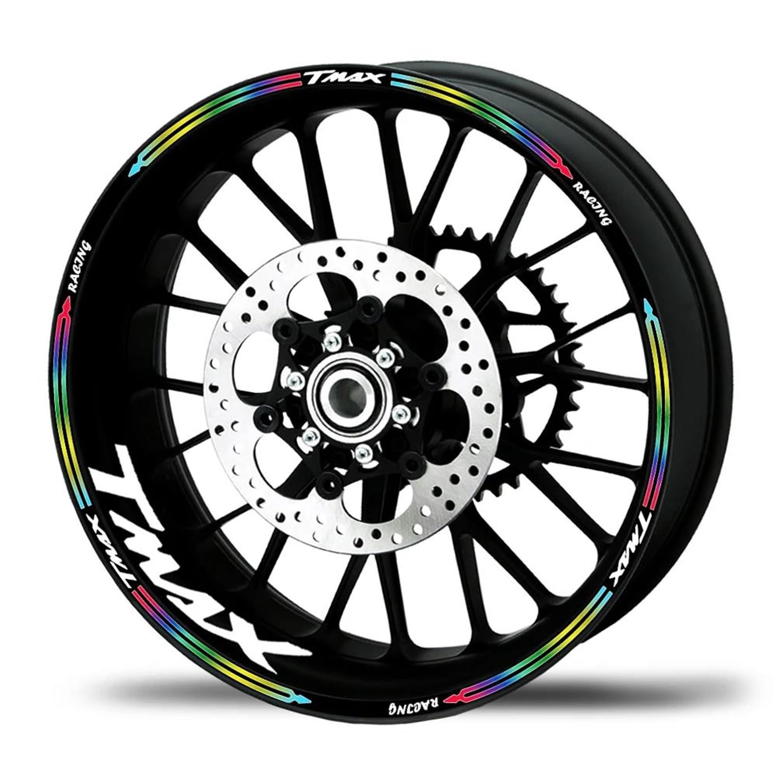 Stickers Motorcycle Wheel Stickers Reflective Decals Rims for Yamaha TMAX500 TMAX530 TMAX560(Style 1)