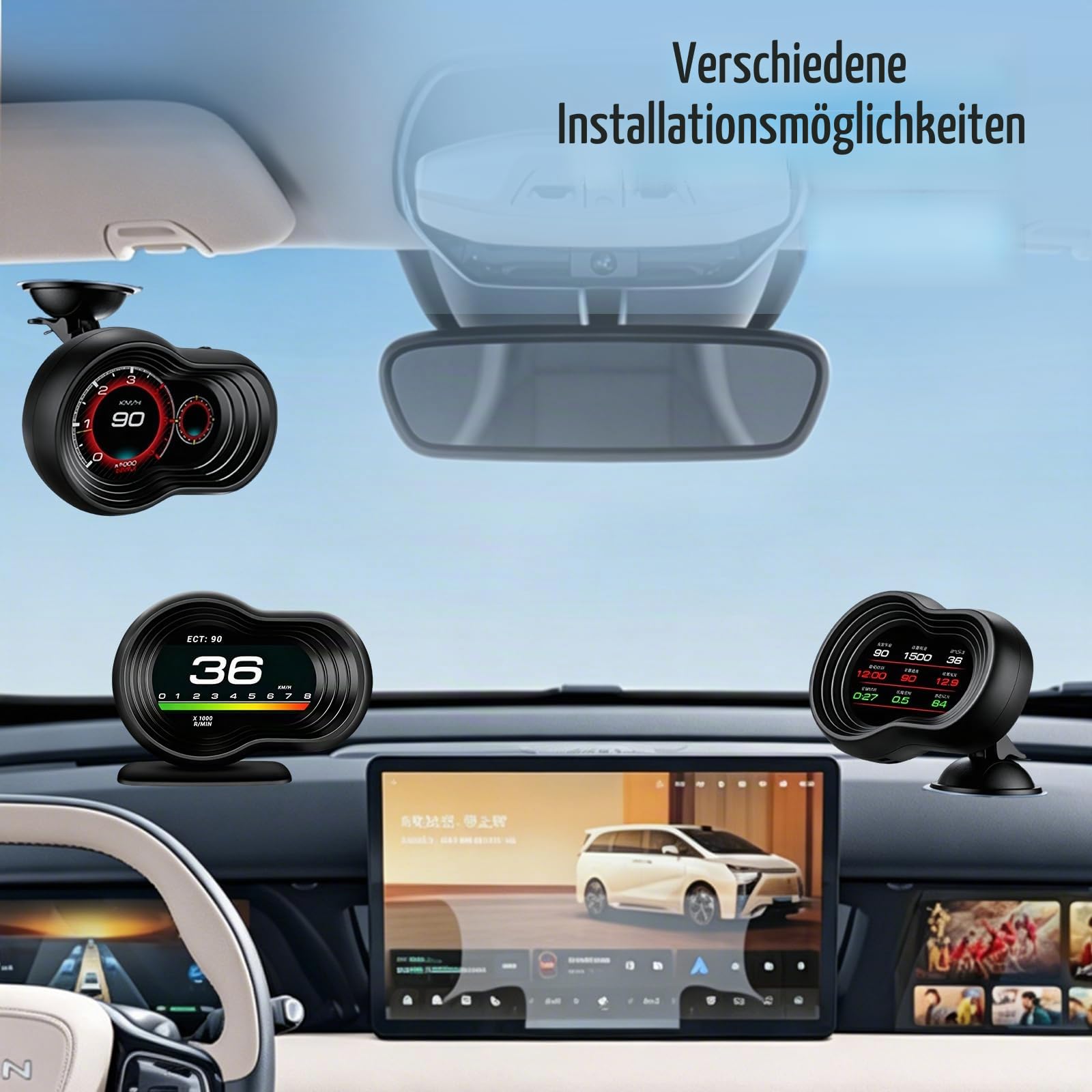 HUD Display für Auto OBDⅡ + GPS Smart Gauge Tachometer Diagnosegerät Universelles Geschwindigkeitsmesser