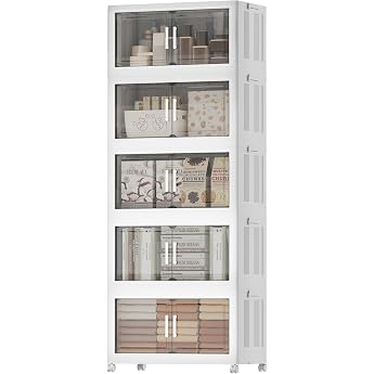 Storage Box with Lid 5 Layers 200 L Storage Boxes with Lid Large Stackable Plastic Boxes with Door and Wheels Folding Boxes Foldable Boxes Storage for Home and Office