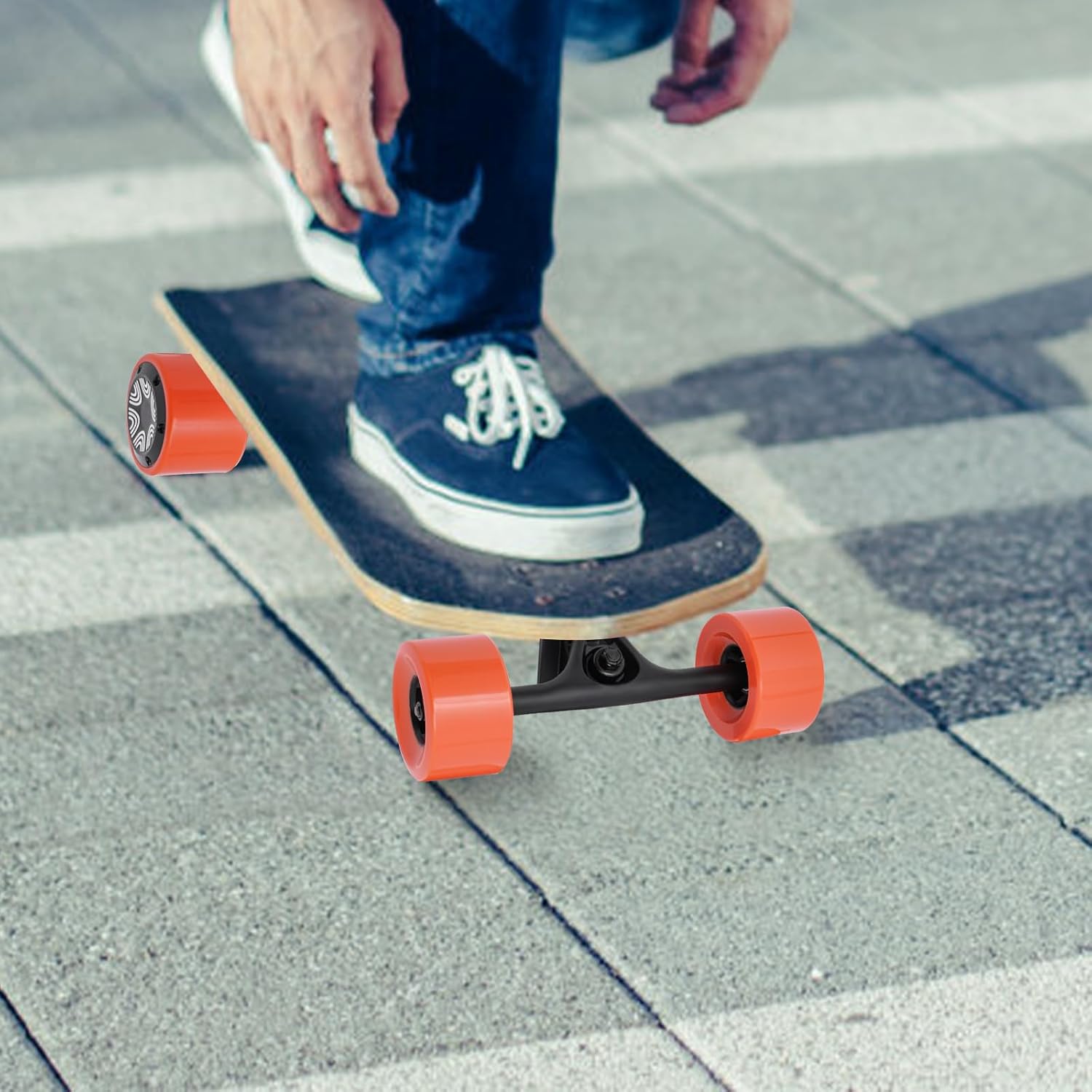 Single Motor Set for Electric Skateboard 250W Brushless Hub Motor 36V 9.32MPH 220LBS Load Orange PU Wheels for Adults Teens