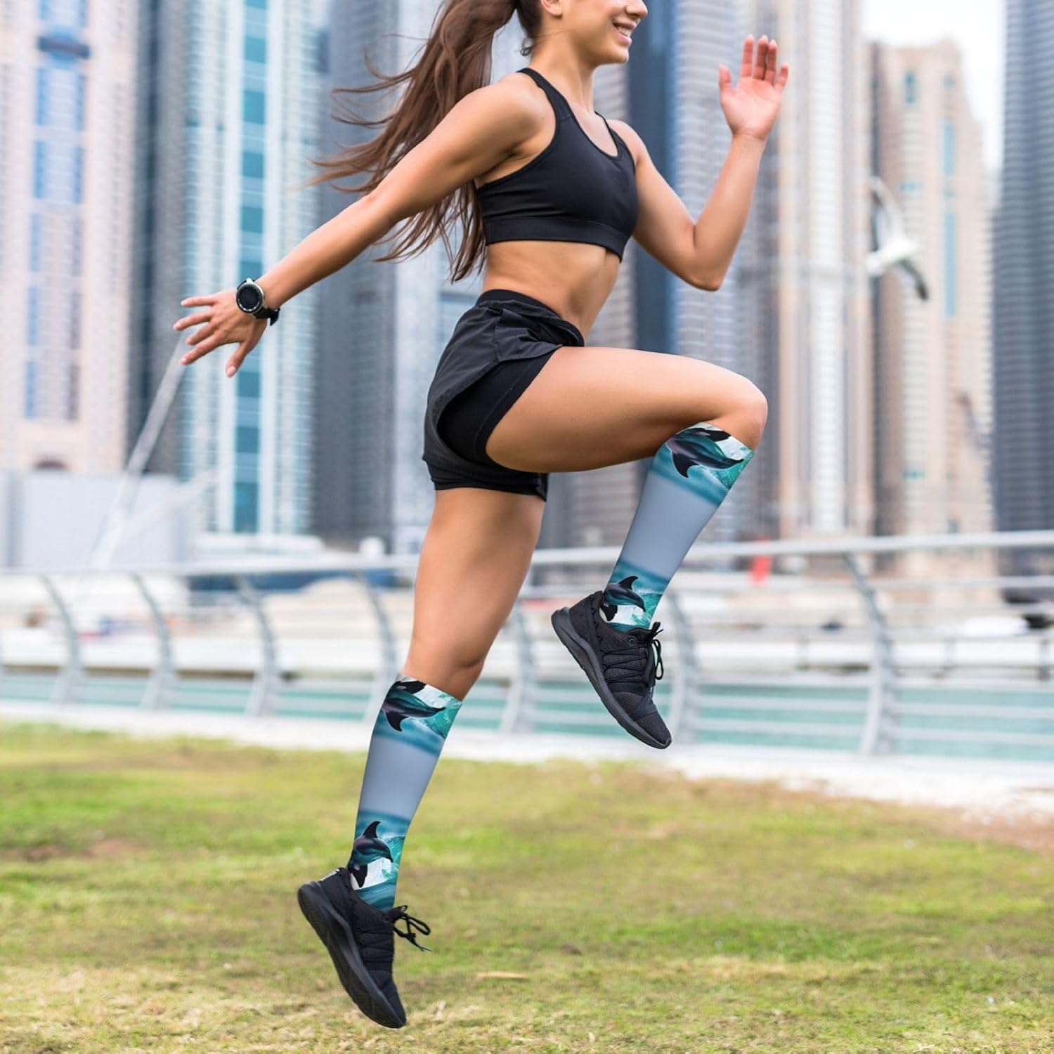 Knee-High Compression Socks,15-20 Mmhg,Suitable For Running,Flying,Traveling.
