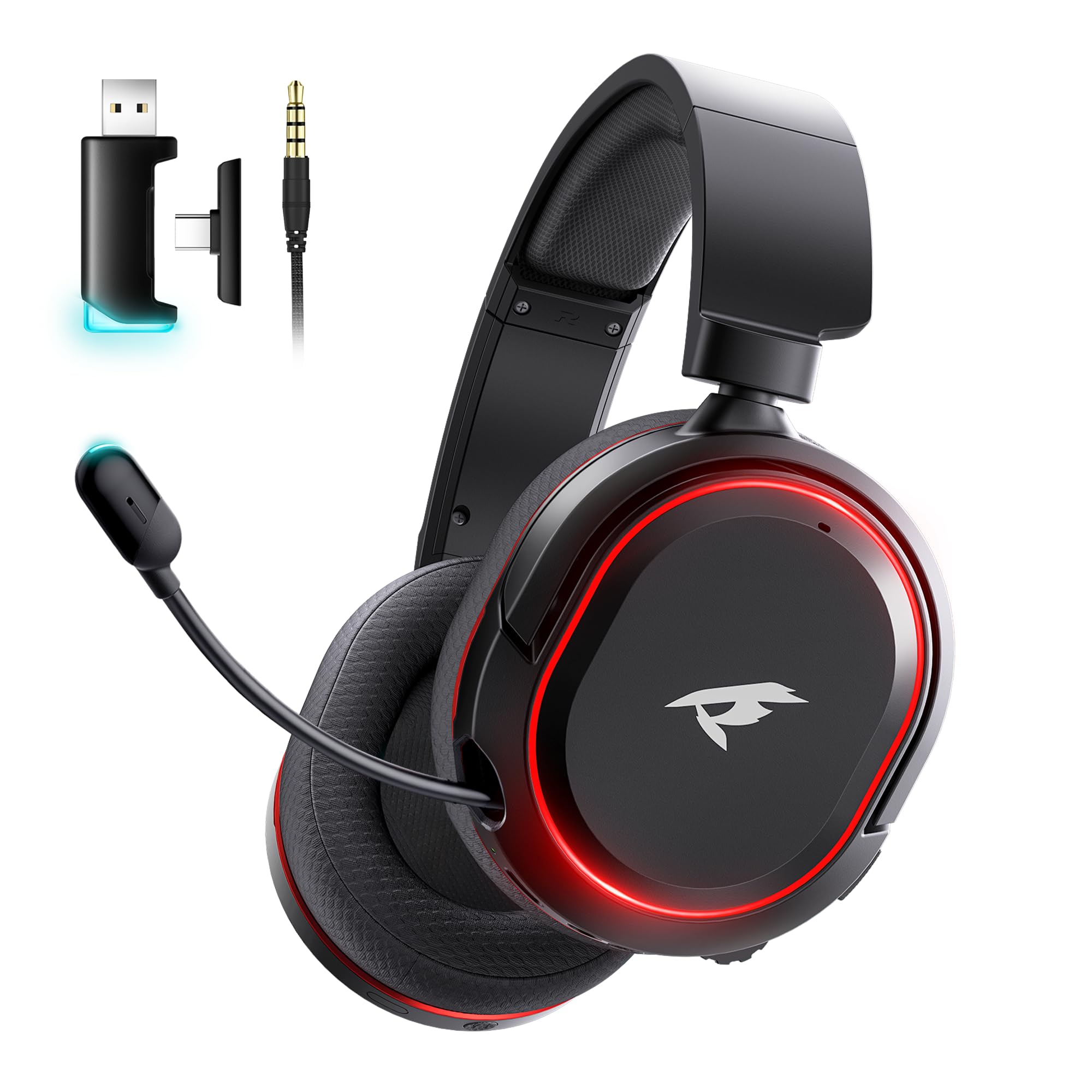Picun Auriculares inalámbricos G2 para juegos, sonido envolvente virtual 7.1, 2.4 GHz/Bluetooth 5.4/cableado, latencia ultra baja de 5 ms, batería de 100 horas, micrófono ENC con cancelación de ruido