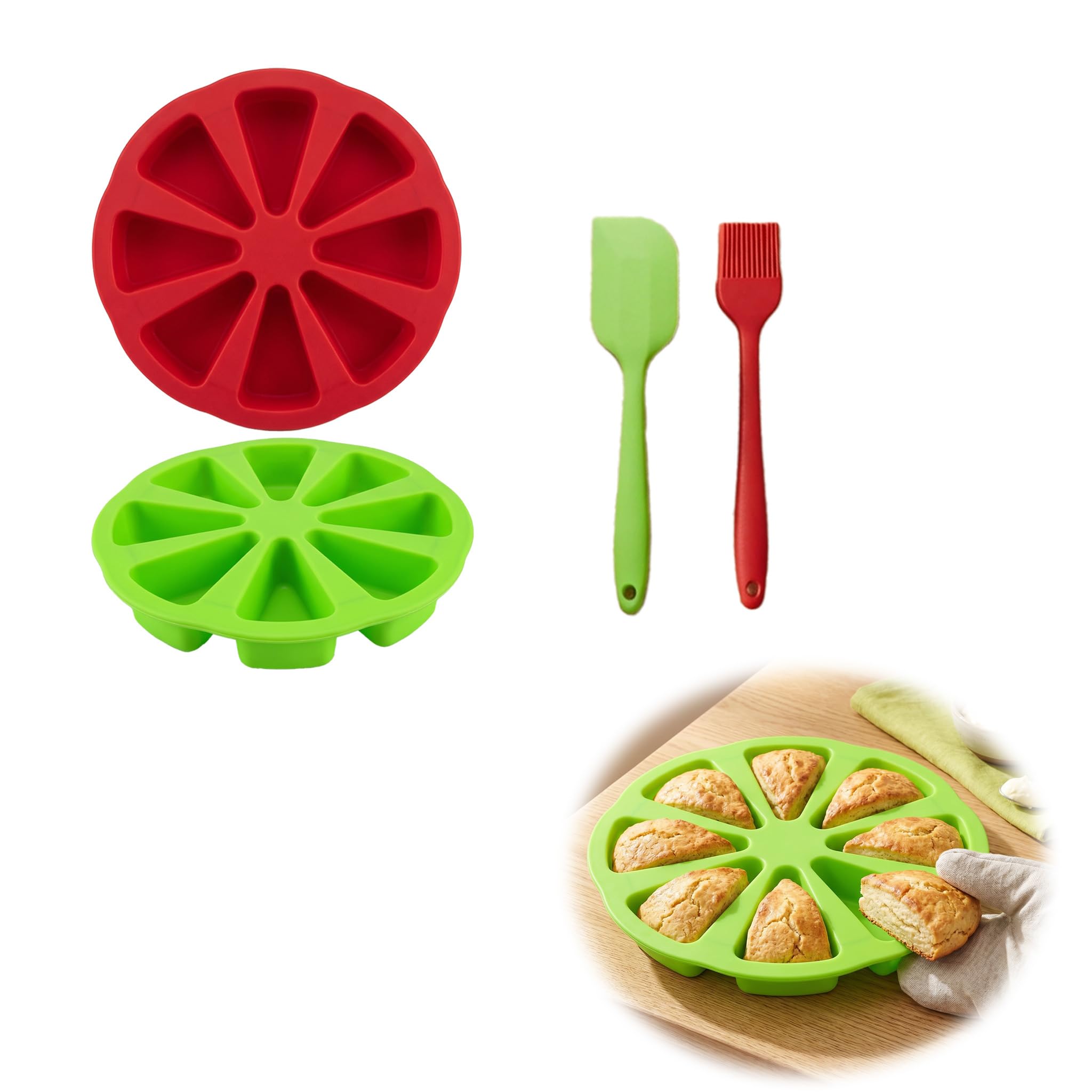 8 Cavity Non Stick Silicone Cake Molds, 4 Pcs Baking Kit