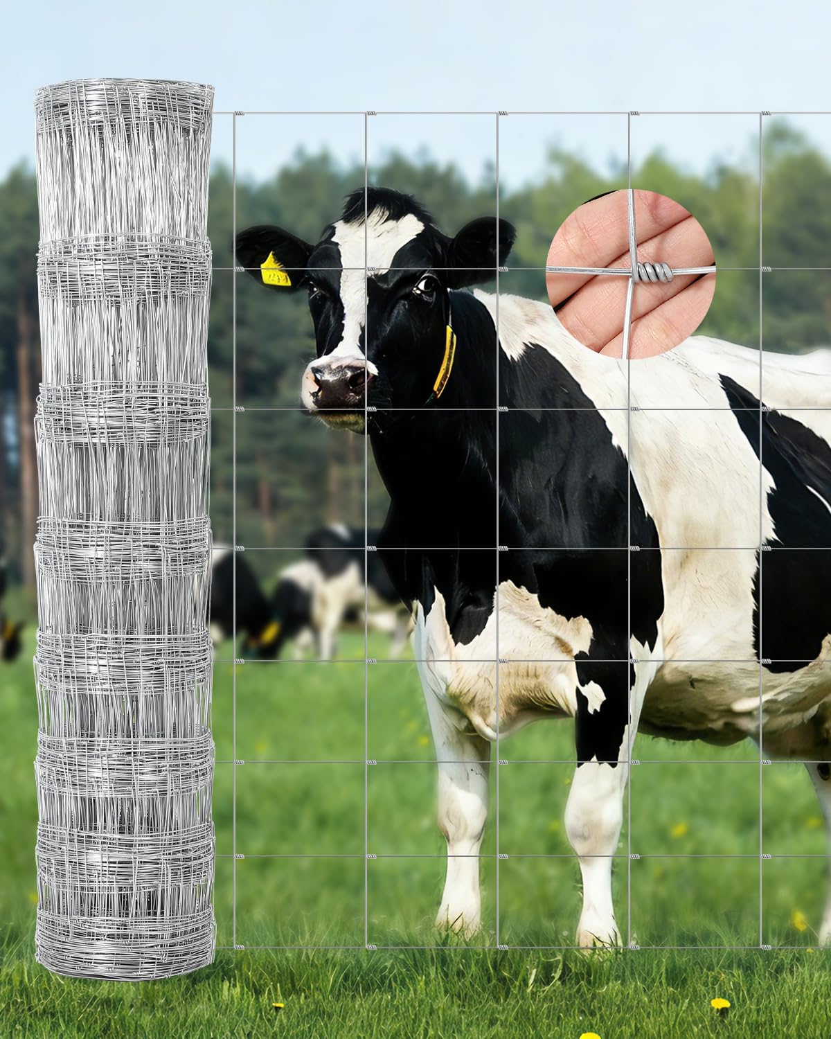 Cattle Farm Fence 4ft x 328ft Heavy Duty Galvanized Wire Fencing for Cattle, Hog, Goat, Sheep, Deer - 15GA Livestock Fence, Yard Protection & Farm Animal Enclosure