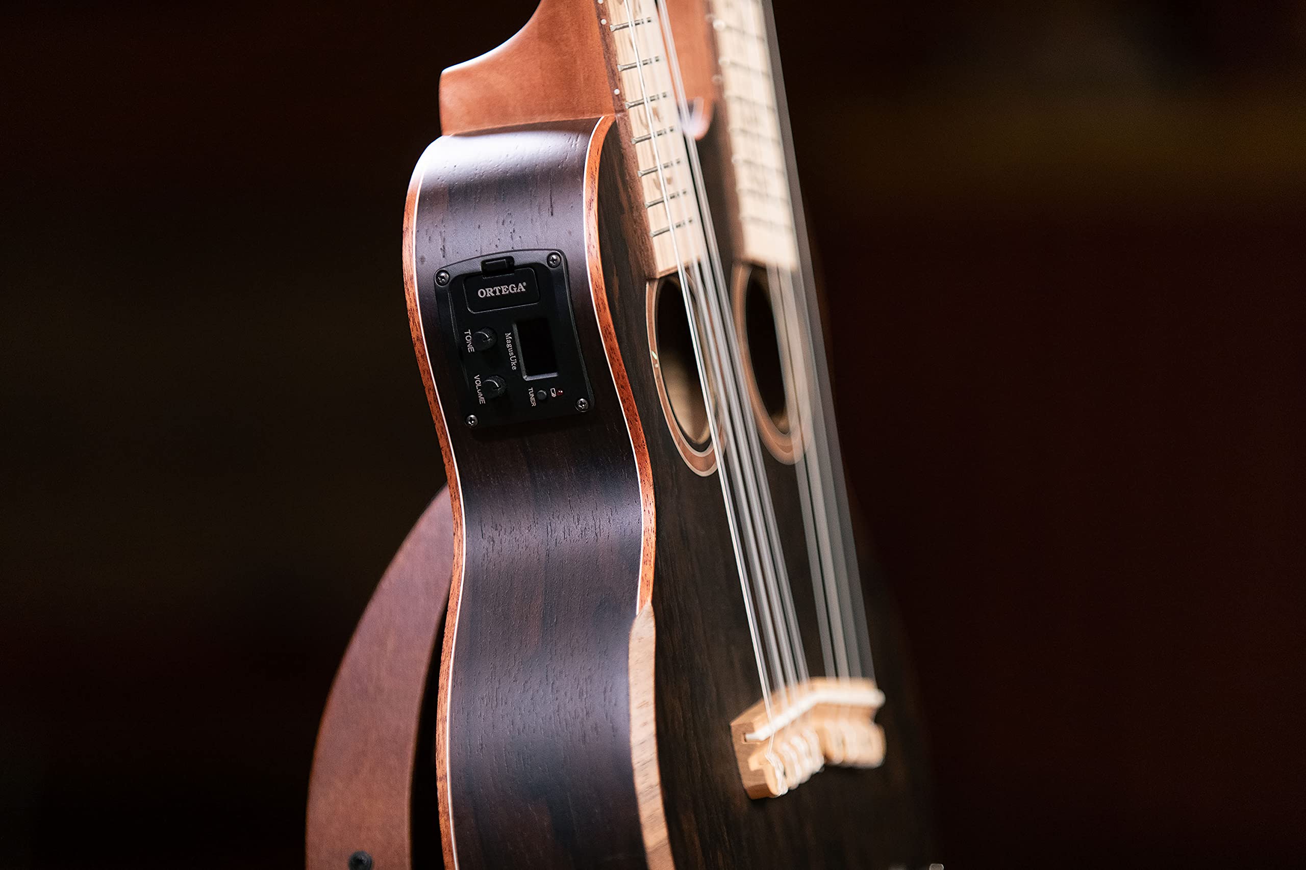 Ortega Guitars Double Neck Ukulele Elettro-Acustico – 8 Corde Tenor, Tenor – Custom Built Series – Gig Bag Inclusa – Ziricote, Natural (HYDRA-ZS)