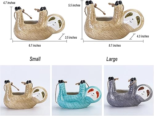 Miniatura 7 de Cenicero de cerámica de gran diámetro para cigarrillos o puros, adornos de ceniceros, maceta colgante de perezoso (color gris, grande)