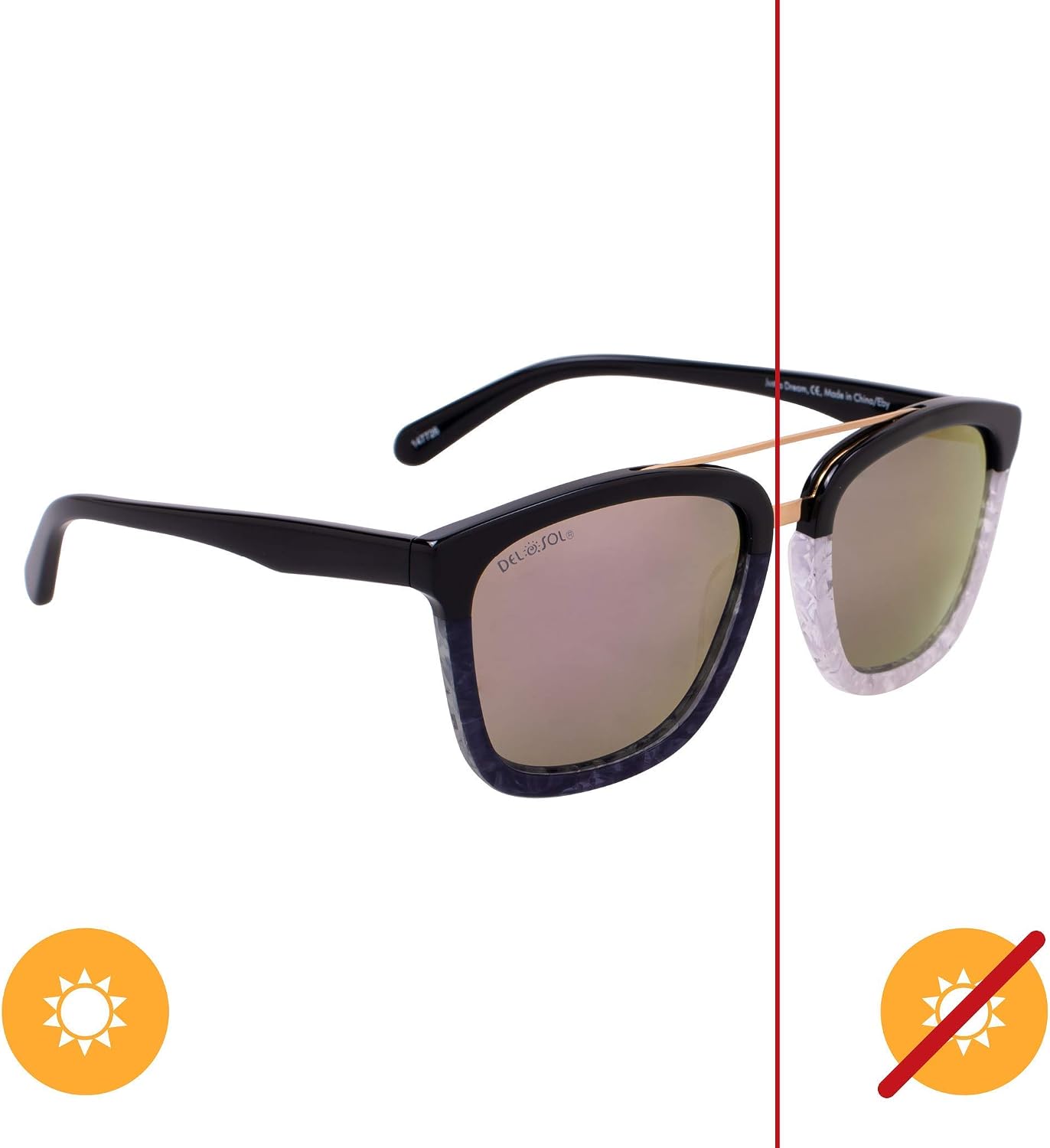 Del Sol Solize Color-Changing Sunglasses, 100% UVA and UVB Blocking Protection