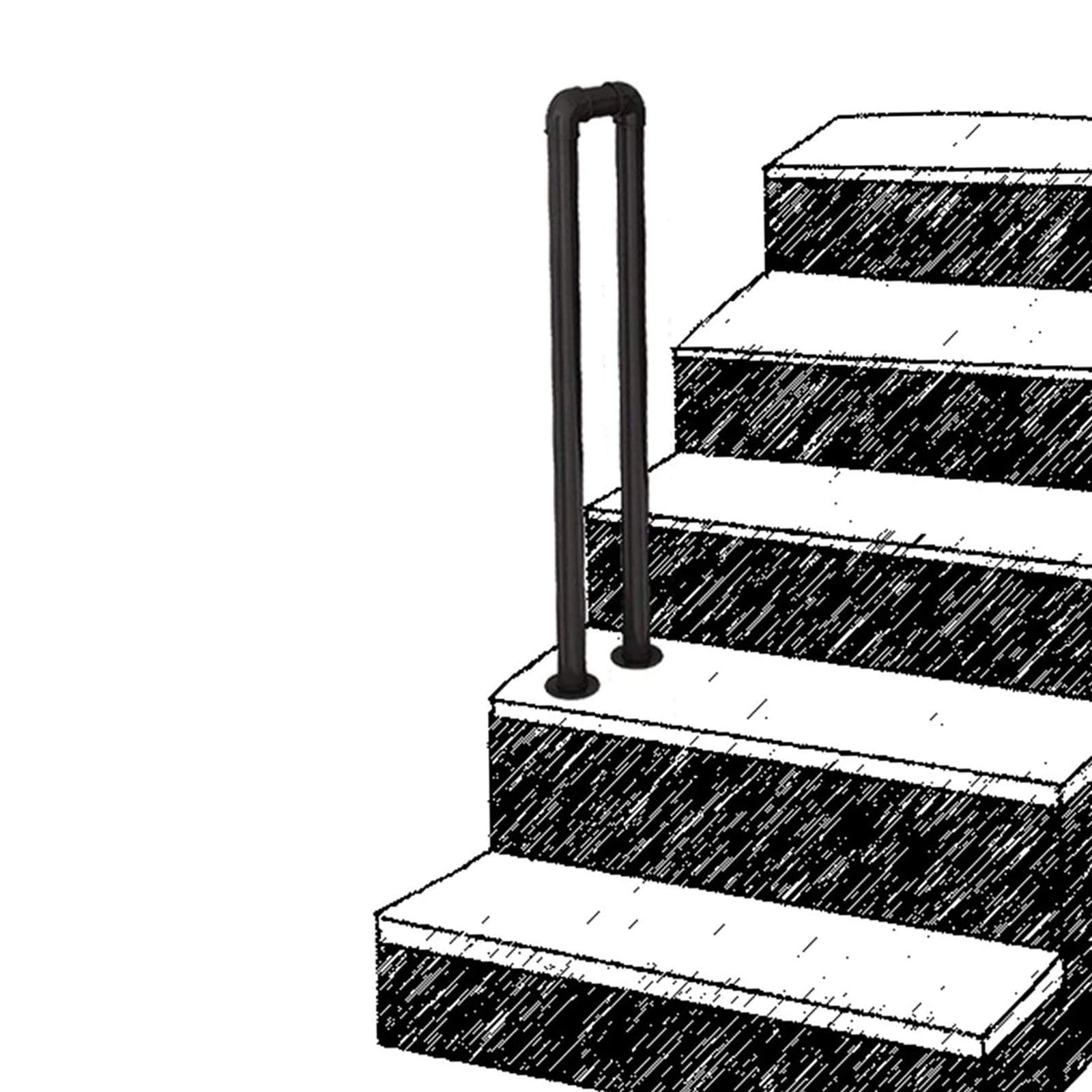 Main courante en fer forgé noir style U pour un escalier extérieur sécurisé