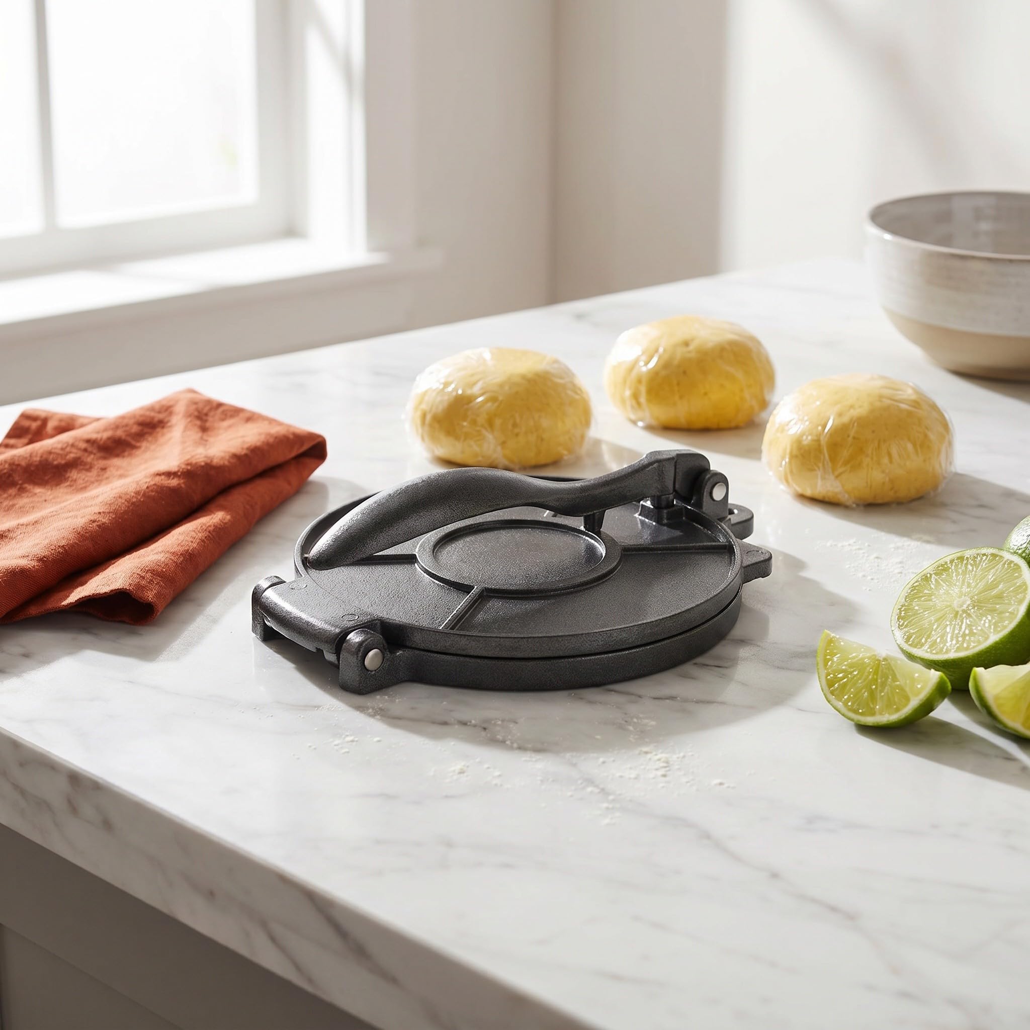 OUNONA 2 presse per tortillas di mais - Pressa per empanadas in alluminio resistente da 7,87 pollici con maniglia ergonomica per burritos, quesadillas, tacos, focacce, arepas e tostones.