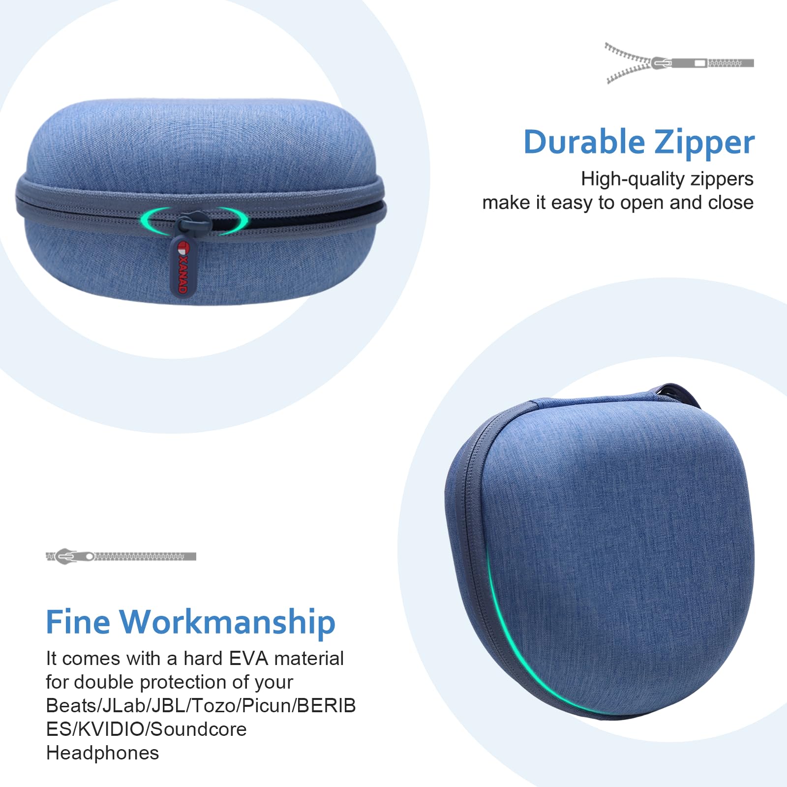 Étui de Protection pour Casque Bluetooth JBL Sony Bose Soundcore (Bleu)