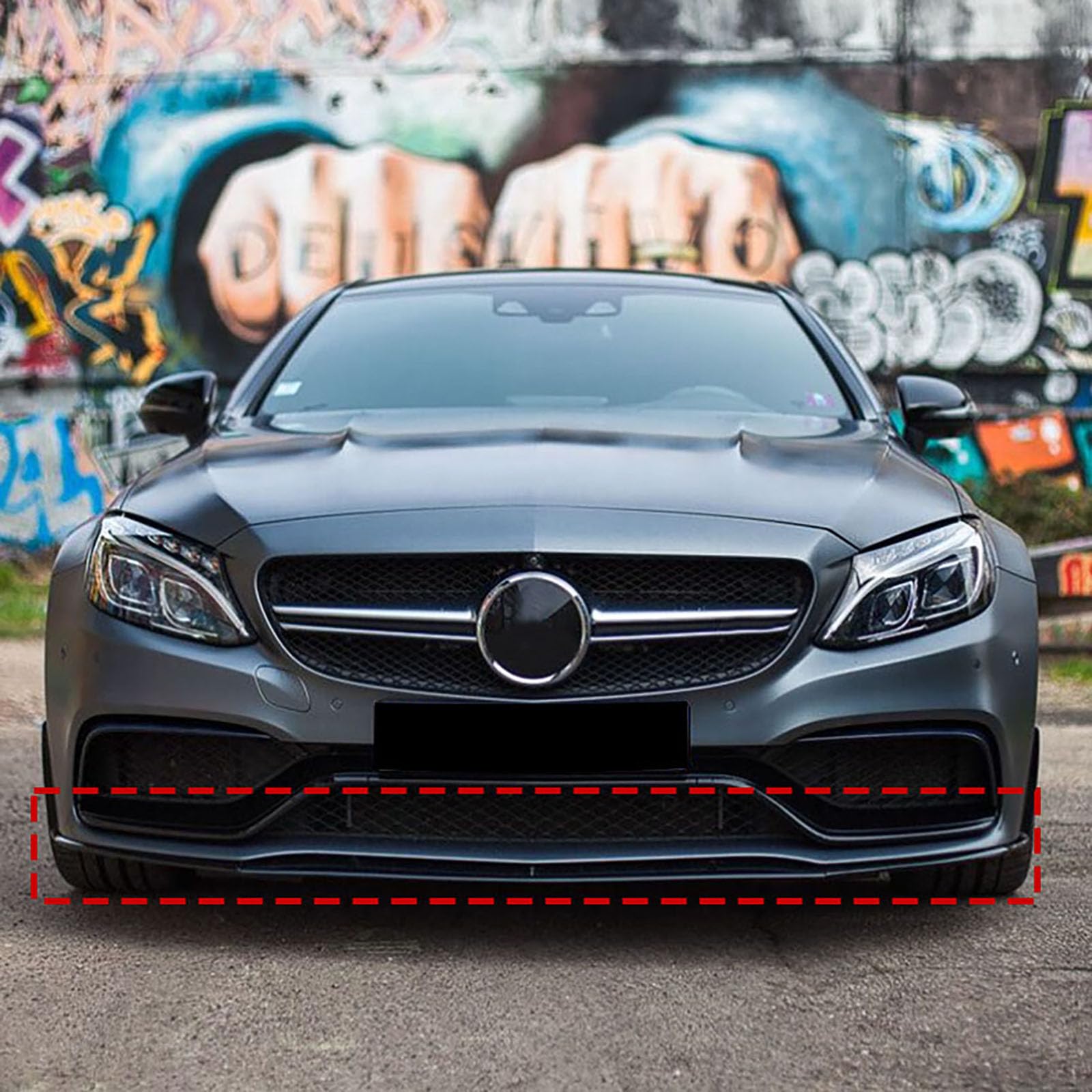 Kompatybilny z Mercedes-Benz C-Class C63 AMG W205 C205 S205 2015-2022, przedni spojler, Car Lower Body Kit Splitter Car Styling akcesoria zewnętrzne, błyszczący czarny