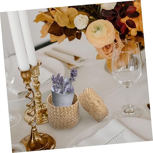 Miniatura 2 de Cesta de flores Mini cesta de mimbre con tapa, juguetes para niños, regalos vintage, cesta tejida hecha a mano, cesta de almacenamiento creativa,