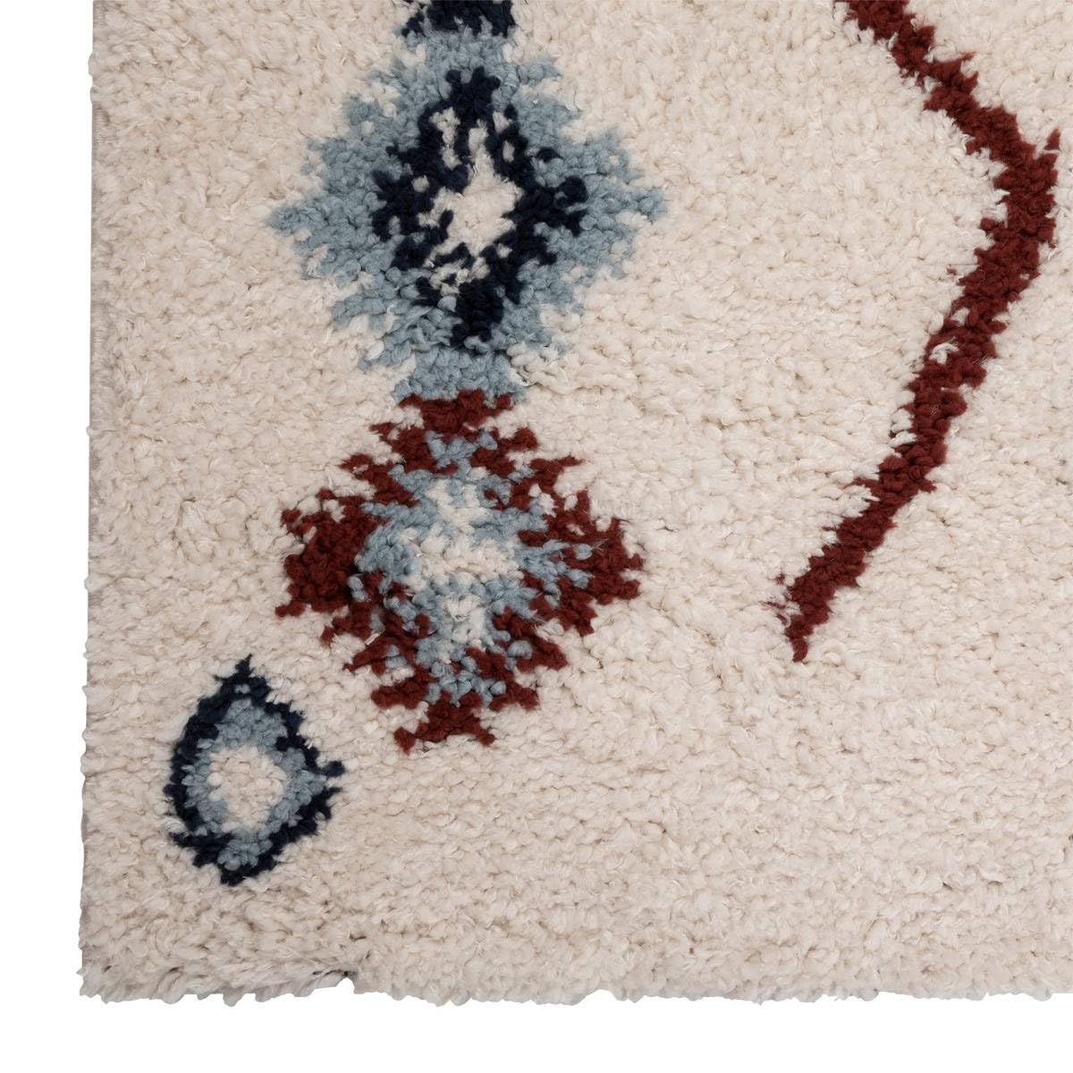 Tapis décoratif Ivoire Bleu et Terracotta Esprit Berbère 120 x 170 cm - Atmosphera