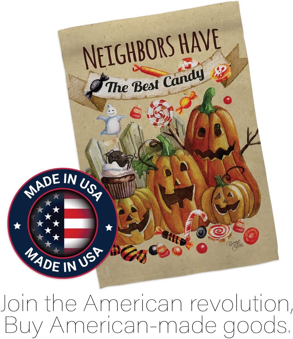 Breeze Decor H112067 Neighbors Candy Fall Halloween Decorative Vertical, House Flag 28" x 40", Large Flag Only