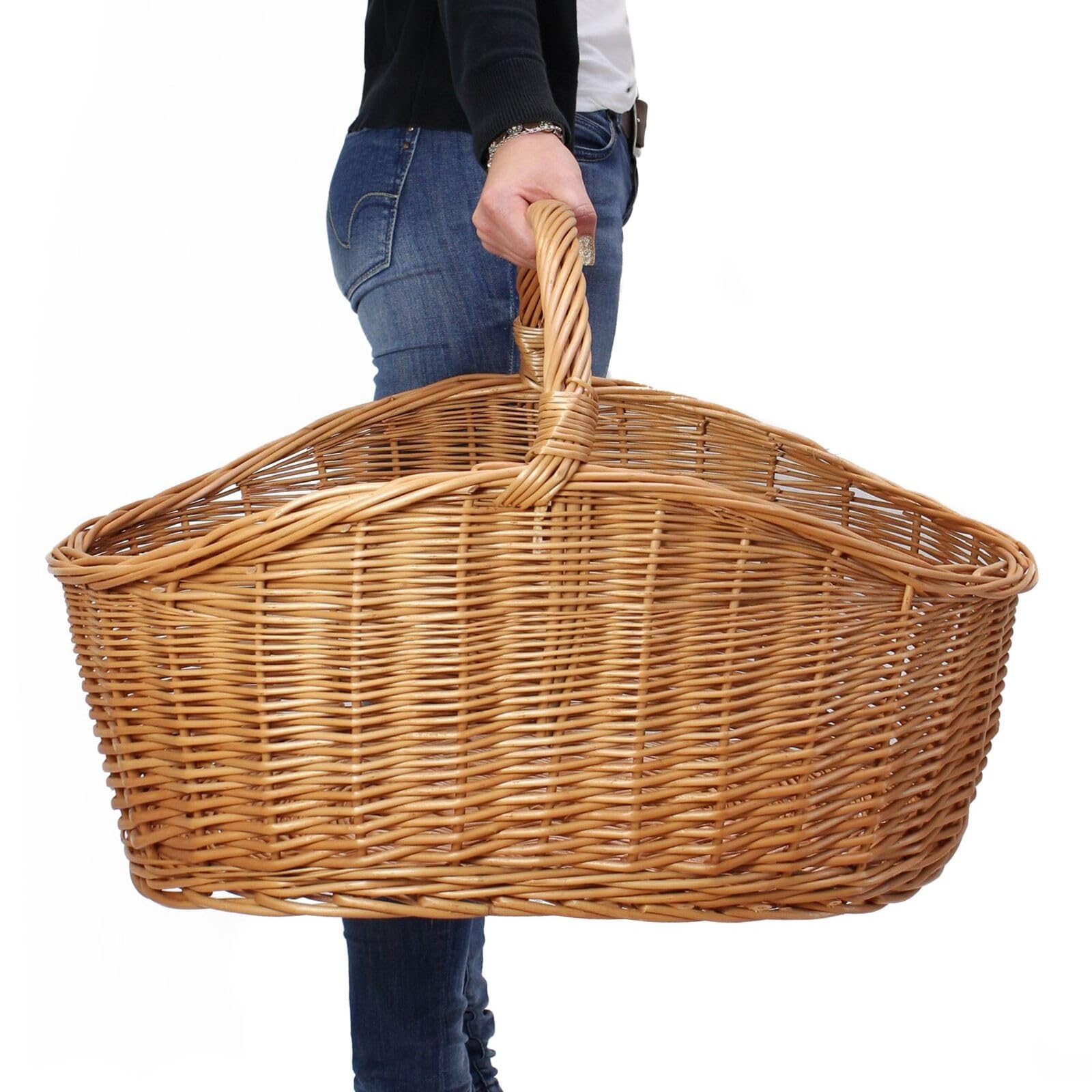 XXL Einkaufskorb "Maxi", Weide natur, 68x49 cm groß, Weidenkorb geflochten | Erntekorb, Tragekorb, Flechtkorb, Aufbewahrungskorb