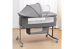 3-in-1 Bedside Crib with Large Curvature Cradle and Mosquito Nets