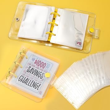 Jetec 1 Pcs 1000 Mini Money Saving Binder for Budgeting, Yellow