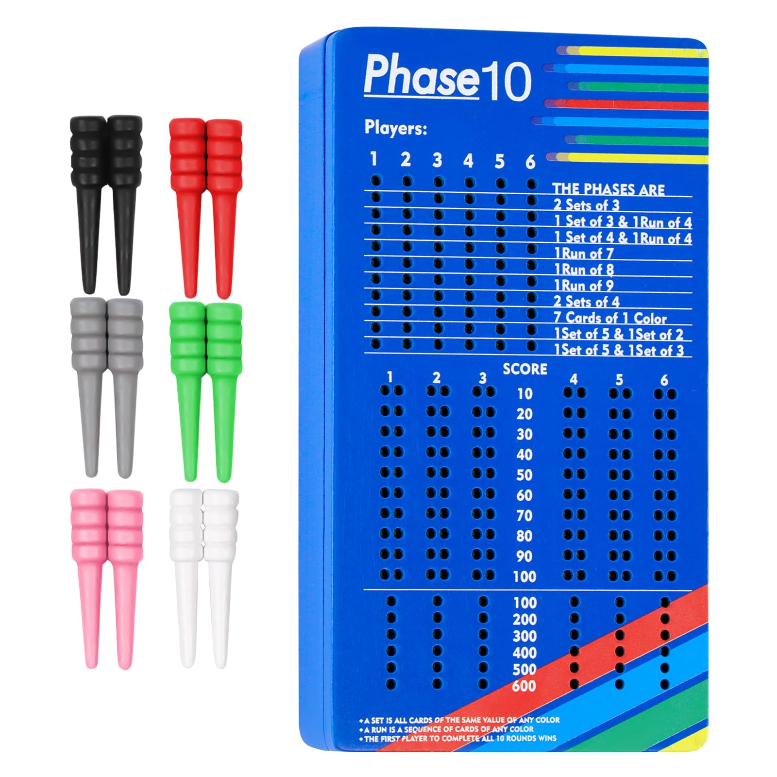 Cogniplay Wooden Score Board for Phase 10 Card Game | Magnetic Travel Score Tracker with Upgraded Snug-Fit Pegs & Storage | Reusable Game Night Accessory to Replace Paper for Family & Camping