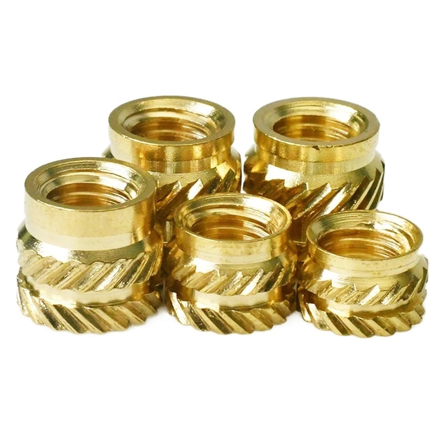 1/4-20 Inch Insert Brass Nut Imperial Size Heat Hot Melt Thread Knurled Double Twill Embedded Insertion Copper Nut(1I4-20x8x8(100pcs))